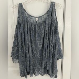 FREE PEOPLE Lost in Austin Top Lace Cold Shoulder Sheer Boho Romance Mesh Small